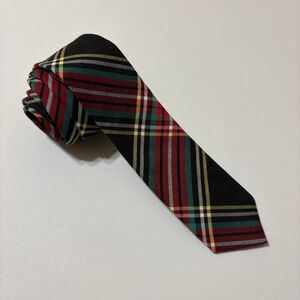 Crewcuts Boys Tartan Plaid Necktie Size 2-7 Black Red Preppy‎ Holiday School Tie